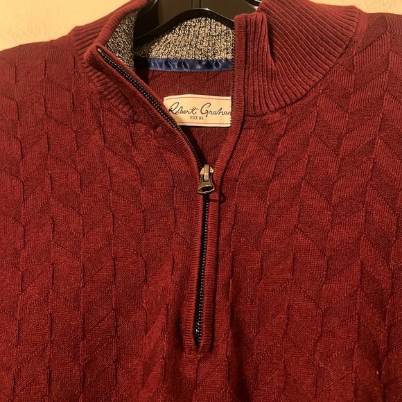 COPY - Robert Graham mens the vasa burgundy 1/4 zip classic fit sweater NWT - Picture 3 of 14